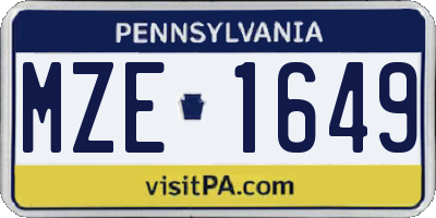 PA license plate MZE1649