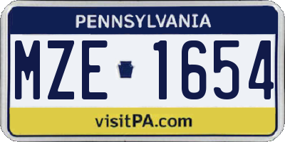 PA license plate MZE1654