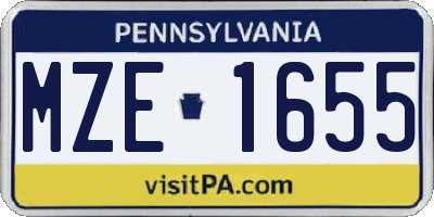 PA license plate MZE1655