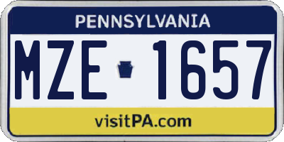 PA license plate MZE1657