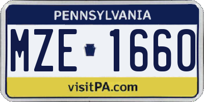 PA license plate MZE1660