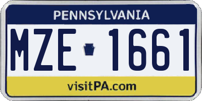PA license plate MZE1661