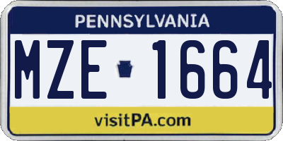 PA license plate MZE1664