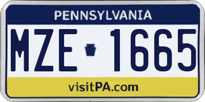 PA license plate MZE1665