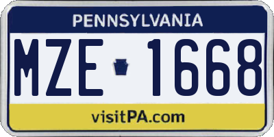 PA license plate MZE1668