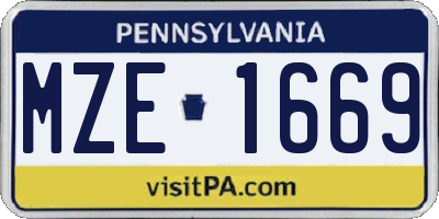 PA license plate MZE1669