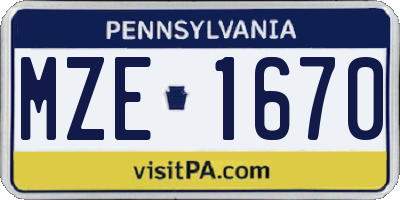 PA license plate MZE1670