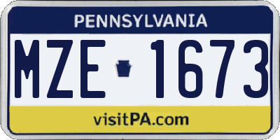 PA license plate MZE1673