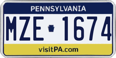 PA license plate MZE1674