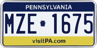 PA license plate MZE1675