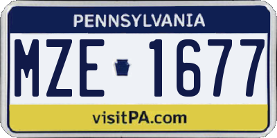 PA license plate MZE1677
