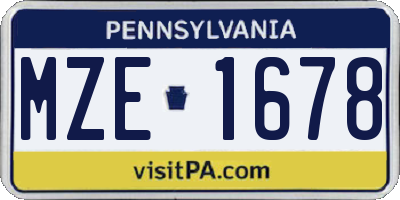 PA license plate MZE1678