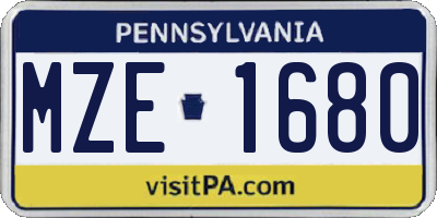PA license plate MZE1680