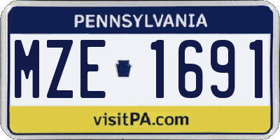 PA license plate MZE1691