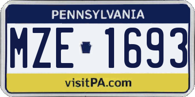 PA license plate MZE1693