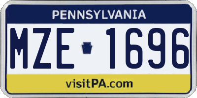 PA license plate MZE1696