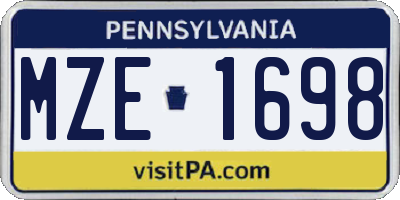 PA license plate MZE1698
