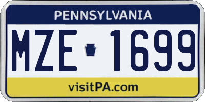 PA license plate MZE1699