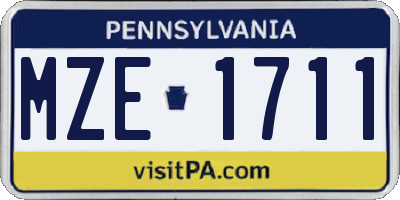 PA license plate MZE1711