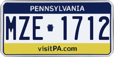 PA license plate MZE1712
