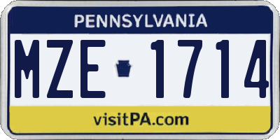 PA license plate MZE1714
