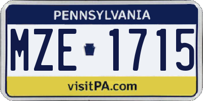 PA license plate MZE1715