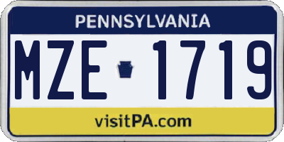 PA license plate MZE1719