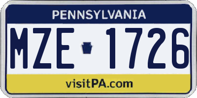 PA license plate MZE1726