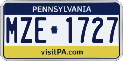 PA license plate MZE1727
