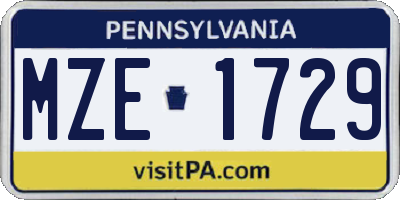 PA license plate MZE1729