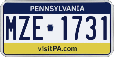 PA license plate MZE1731