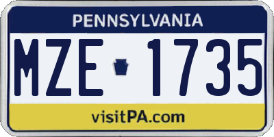PA license plate MZE1735