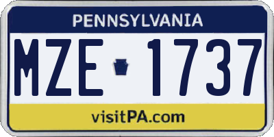 PA license plate MZE1737