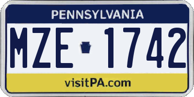 PA license plate MZE1742