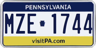 PA license plate MZE1744