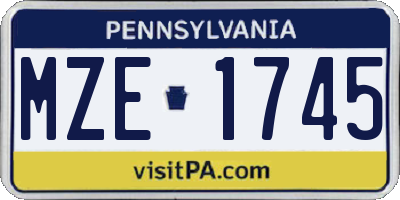 PA license plate MZE1745