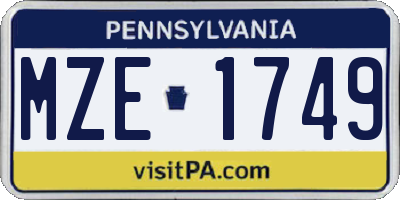 PA license plate MZE1749