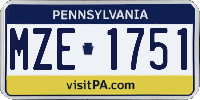 PA license plate MZE1751