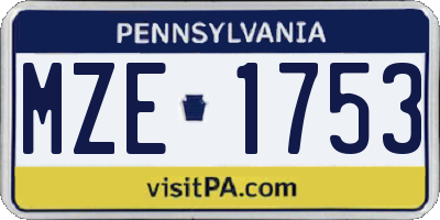 PA license plate MZE1753