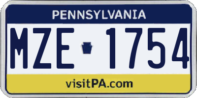 PA license plate MZE1754