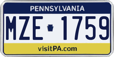PA license plate MZE1759