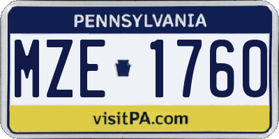 PA license plate MZE1760