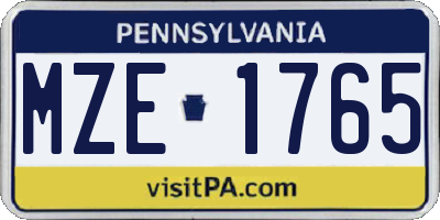 PA license plate MZE1765