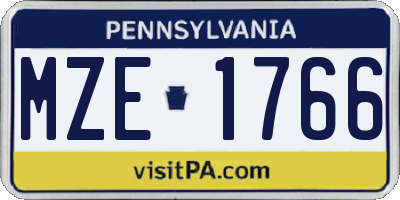 PA license plate MZE1766
