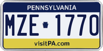 PA license plate MZE1770