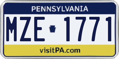 PA license plate MZE1771