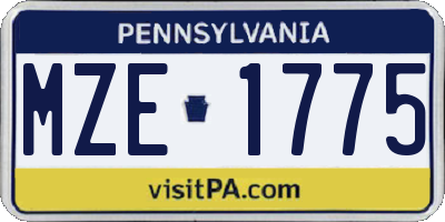 PA license plate MZE1775