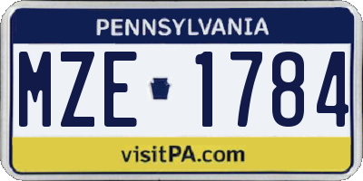 PA license plate MZE1784