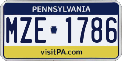 PA license plate MZE1786