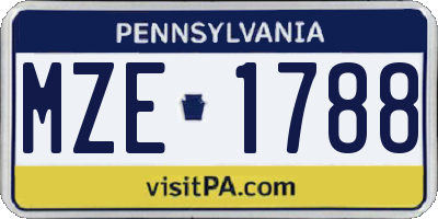 PA license plate MZE1788
